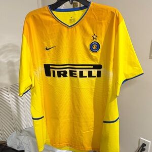 Nike Yellow and Blue Inter Milan Soccer Jersey